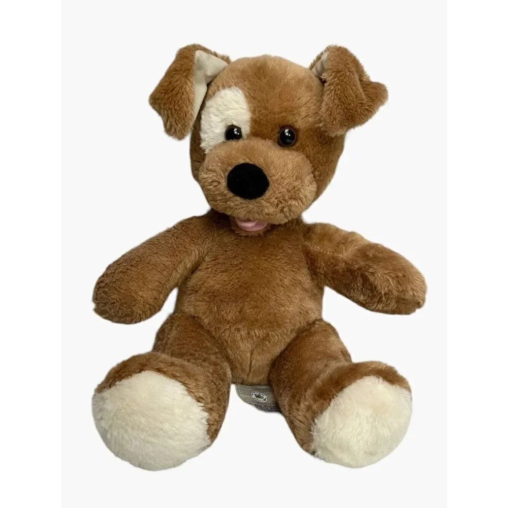 Build A Bear Sitting Dog Brown Tan With White Eye Patch Plush Stuffed Animal Toy